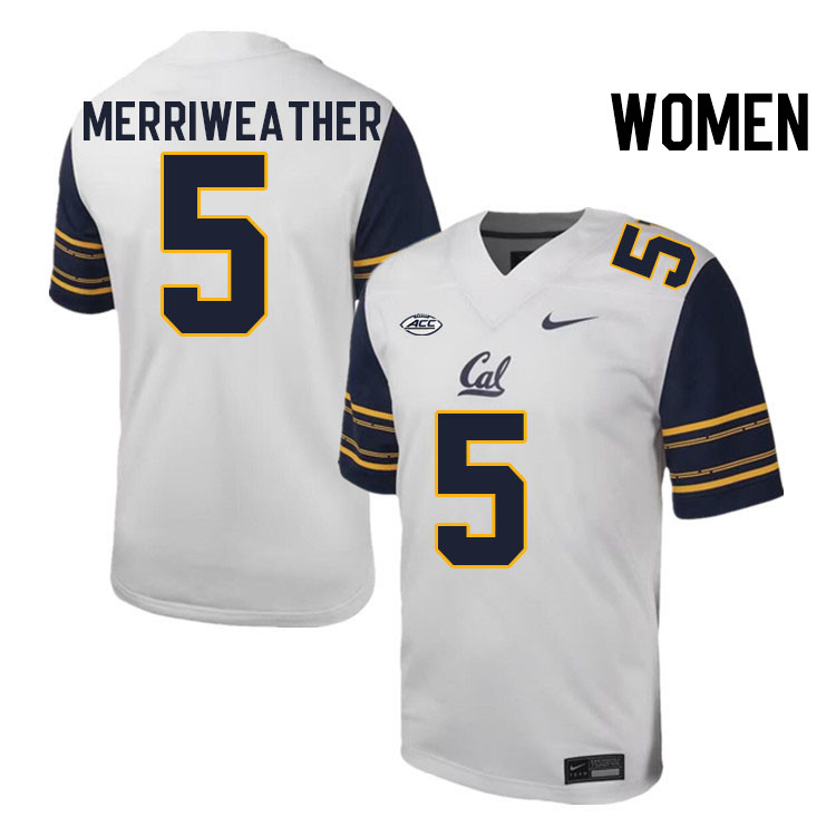 Women #5 Tobias Merriweather California Golden Bears ACC Conference College Football Jerseys Stitche